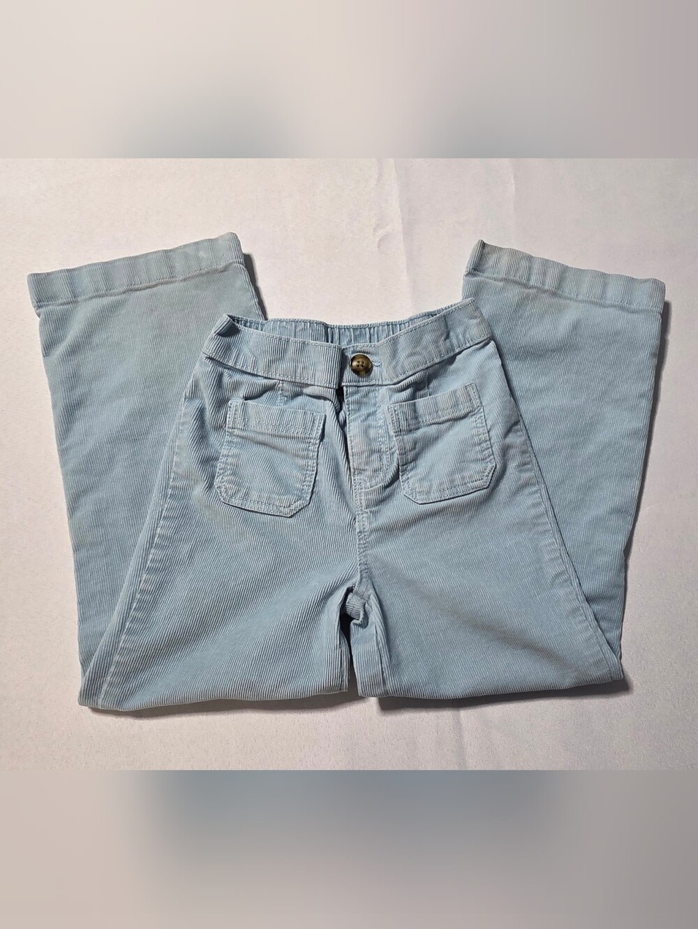 Carter's Girls Light Blue Corduroy Wide Leg Pants Elastic Waist Size 6 6X